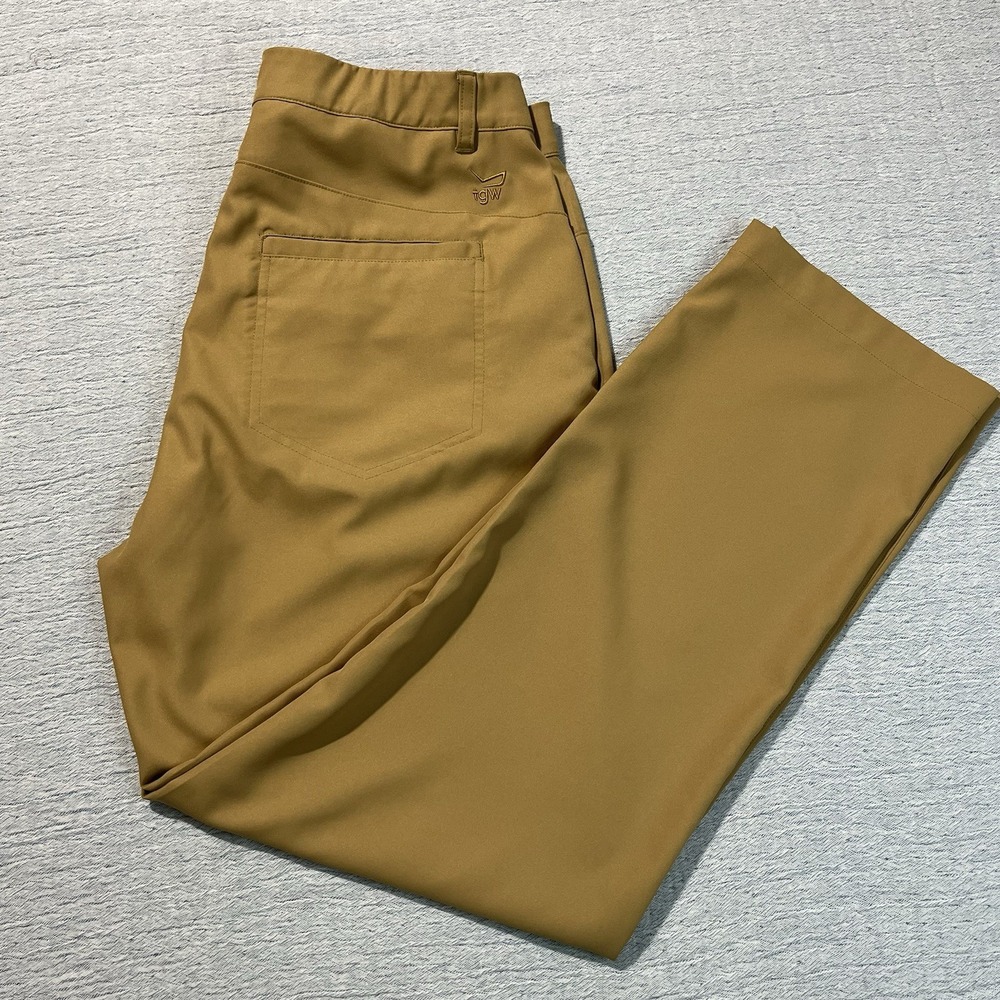 TGW The‎ Golf Warehouse Pants 36x30 Stretch Performance Camel Khaki Stay-Tucked